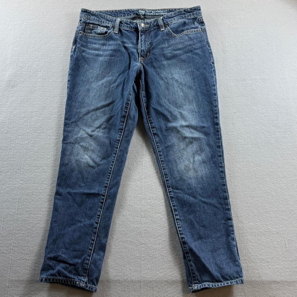 Gap Sexy Boyfriend Fit Women 6/28R Blue Denim Jeans Mid Rise 31x26